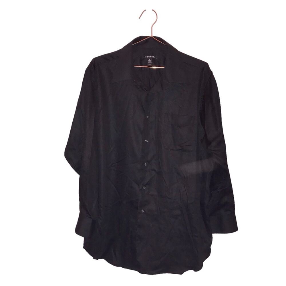 George Black Semi-Shiny Button Shirt - Men's Large